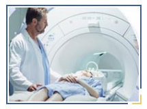 Patient receiving an MRI scan to examine a carcinoid tumor